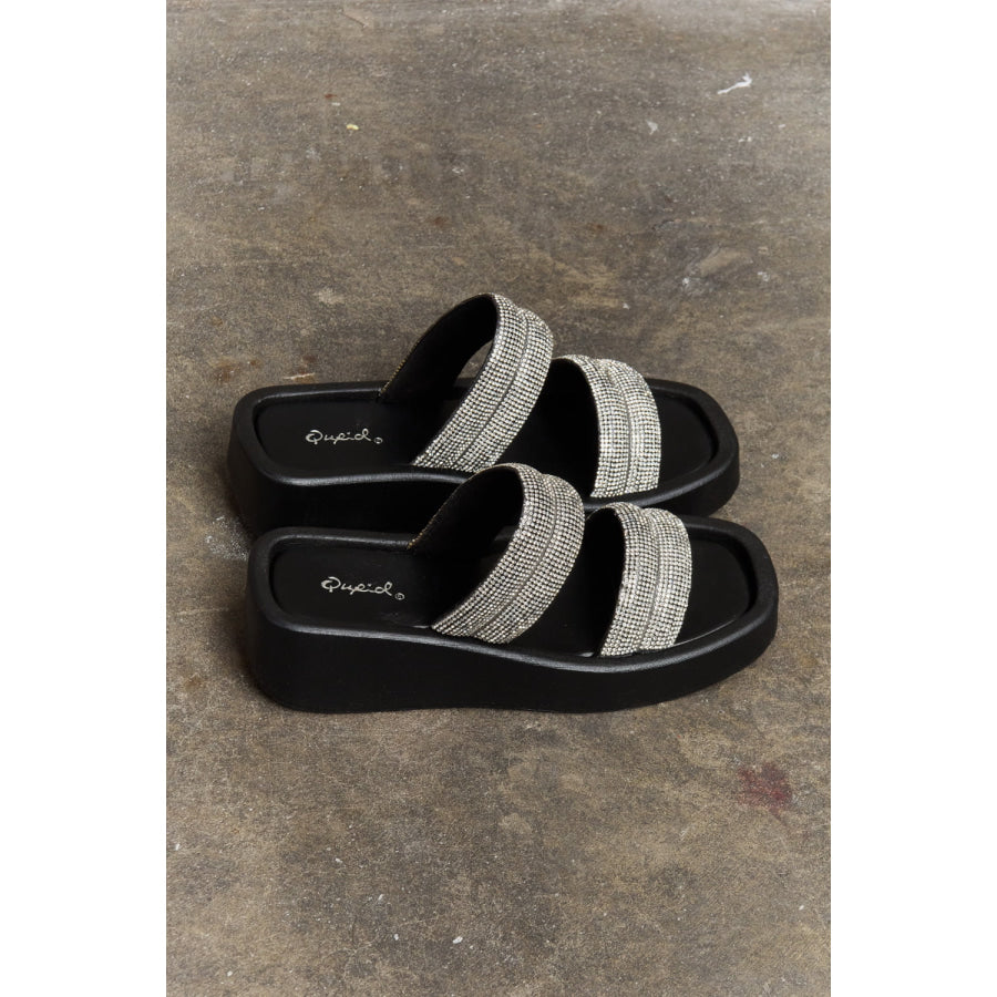 Qupid Bright Mind Platform Wedge Rhinestone Sandal footwear
