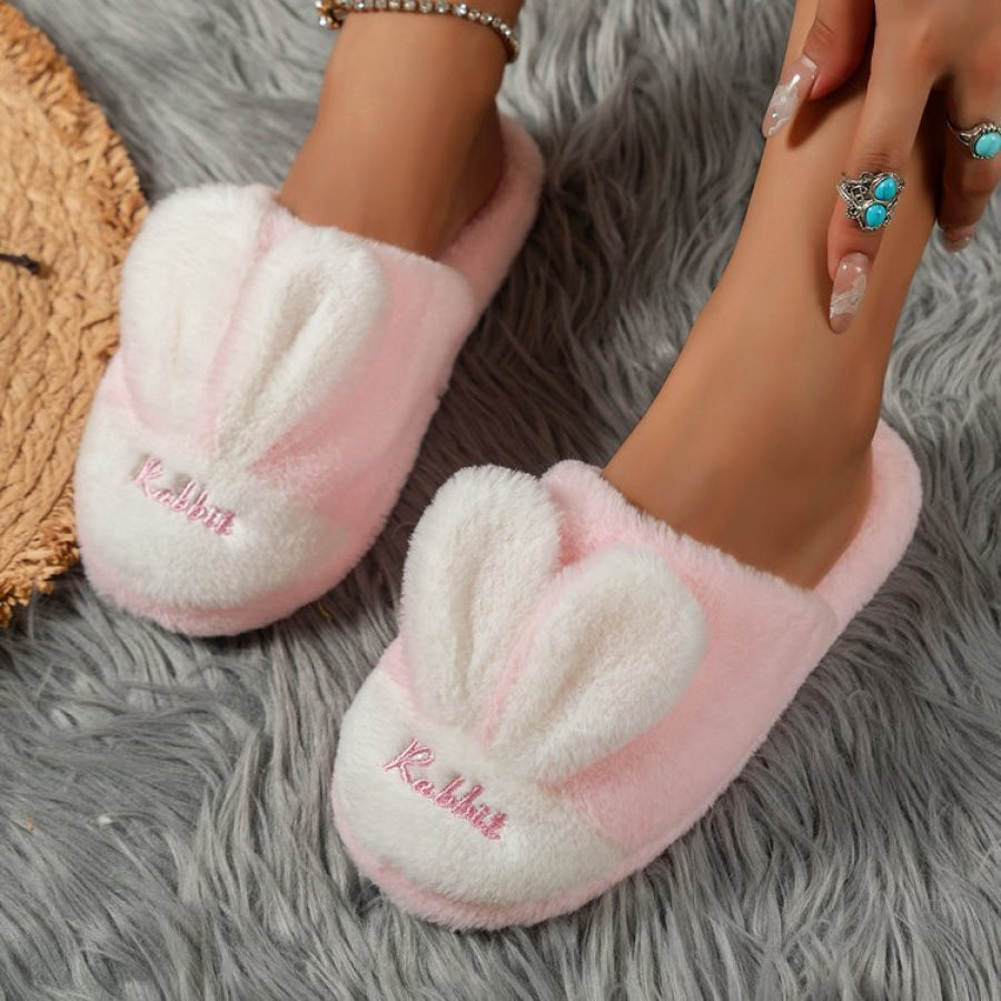 Rabbit Ears Round Toe Slippers Blush Pink / 36(US5) Apparel and Accessories