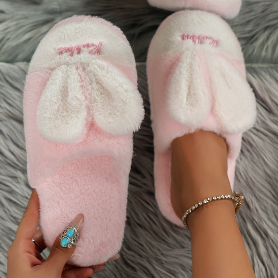 Rabbit Ears Round Toe Slippers Blush Pink / 36(US5) Apparel and Accessories