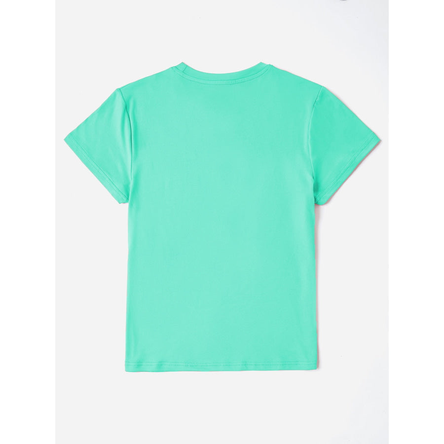 Rabbit Round Neck Short Sleeve T-Shirt Tiffany Blue / S Apparel and Accessories