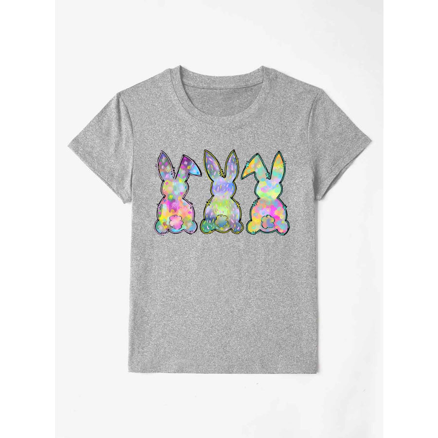 Rabbit Round Neck Short Sleeve T - Shirt Heather Gray / S Apparel and Accessories