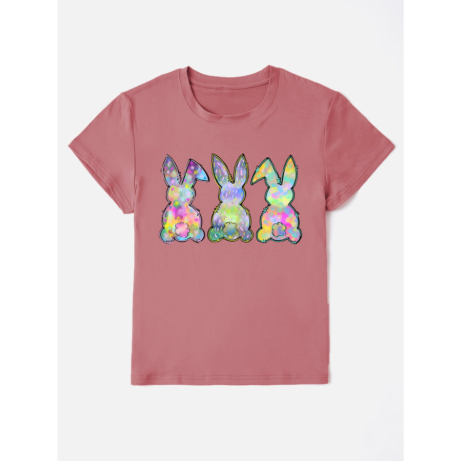 Rabbit Round Neck Short Sleeve T - Shirt Light Mauve / S Apparel and Accessories
