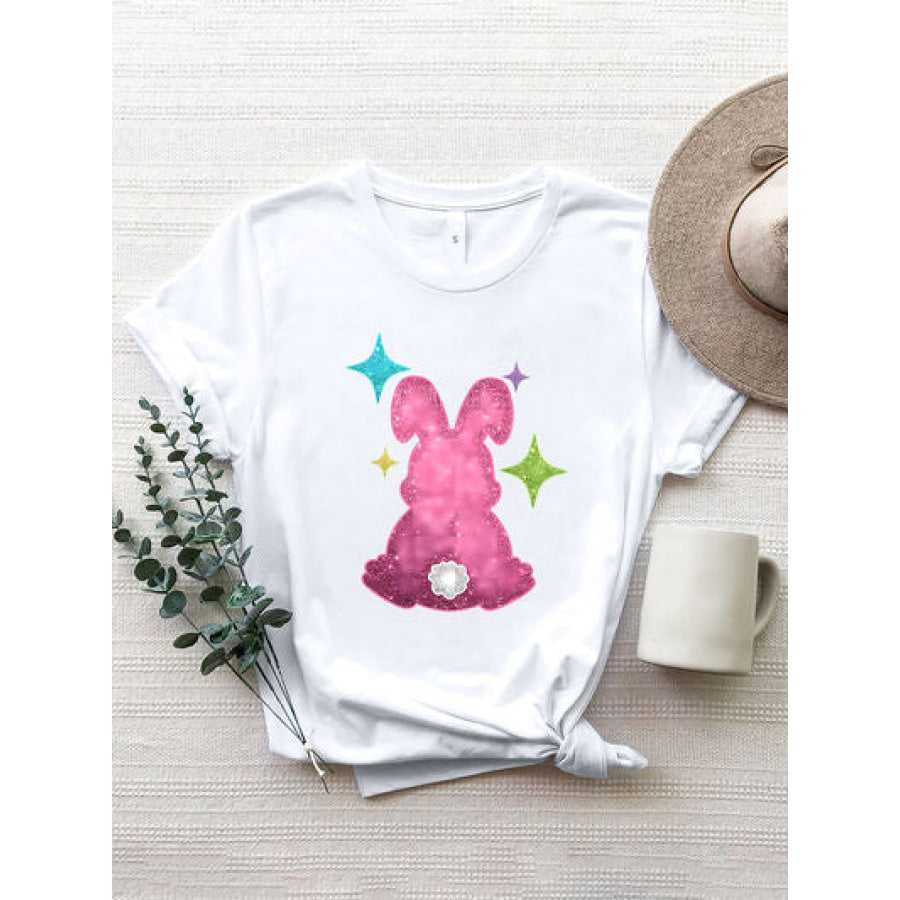 Rabbit Round Neck Short Sleeve T - Shirt White / S Apparel and Accessories
