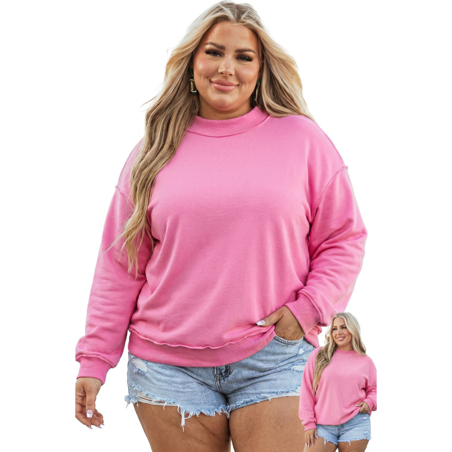Racing Red Exposed Seam Detail Reversible Double Wear Plus Size Sweatshirt Size/Plus Sweatshirts & Hoodies