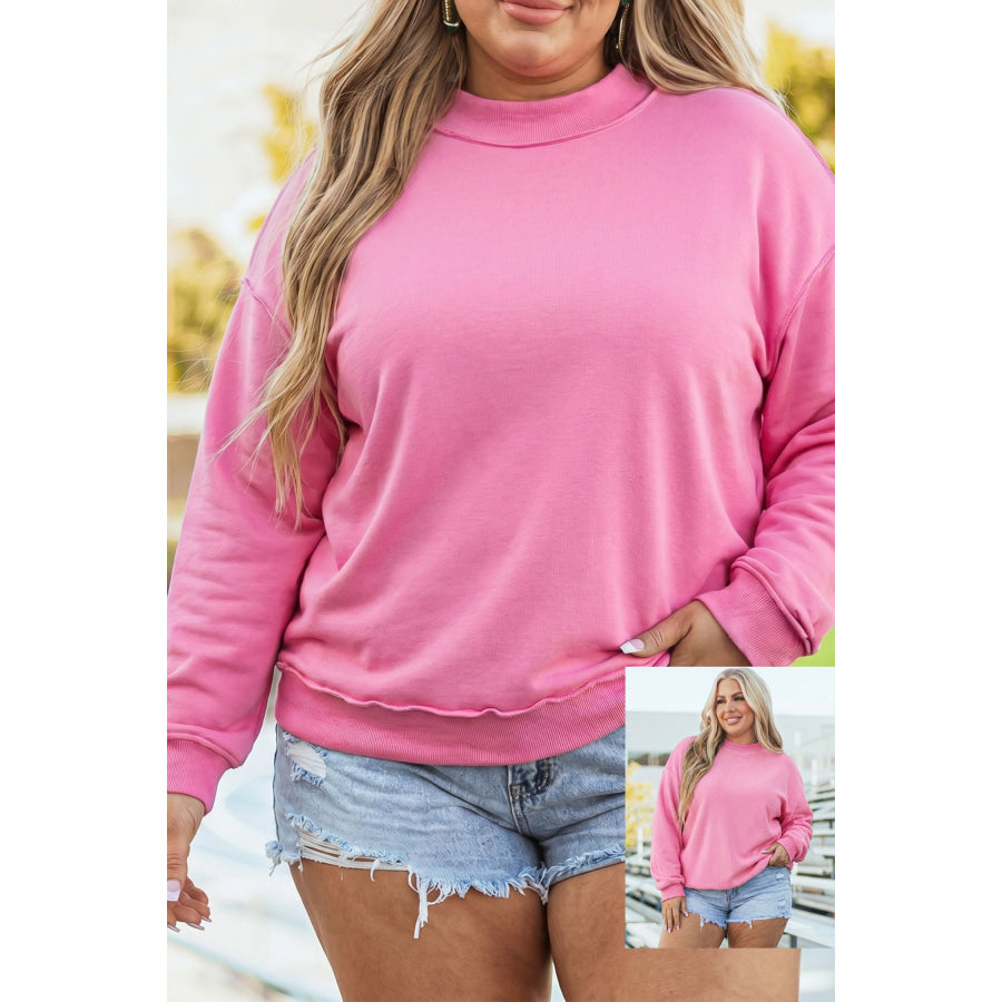 Racing Red Exposed Seam Detail Reversible Double Wear Plus Size Sweatshirt Size/Plus Sweatshirts & Hoodies