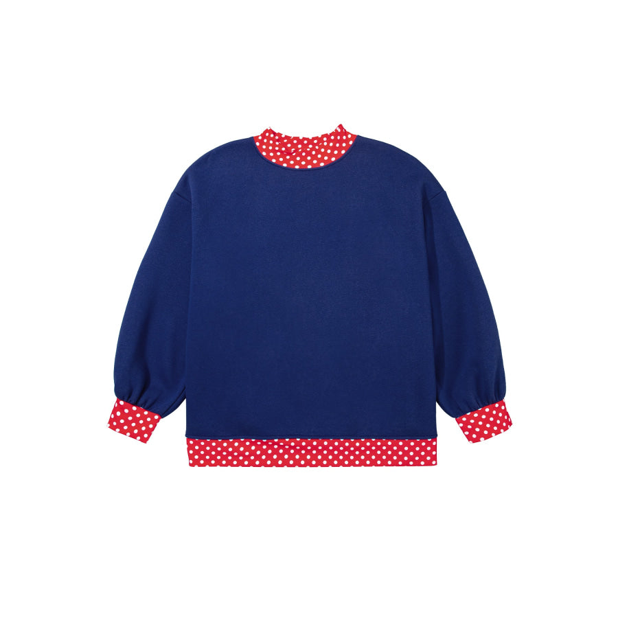 Racing Red Polka Dot Patchwork Round Neck Plus Size Sweatshirt Size/Plus Sweatshirts & Hoodies