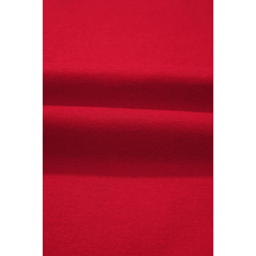 Racing Red Polka Dot Patchwork Round Neck Plus Size Sweatshirt Size/Plus Sweatshirts & Hoodies