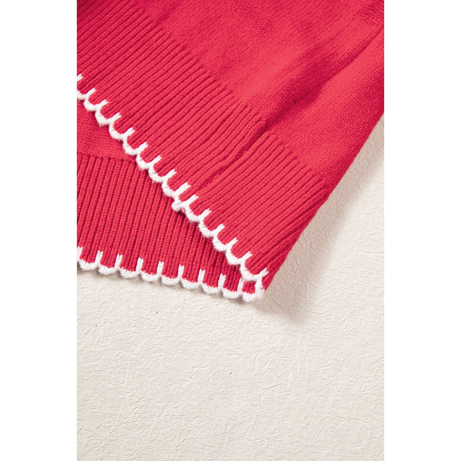 Racing Red Stitched Detail Christmas Tree Holiday Casual Sweater Sweaters & Cardigans/Sweaters