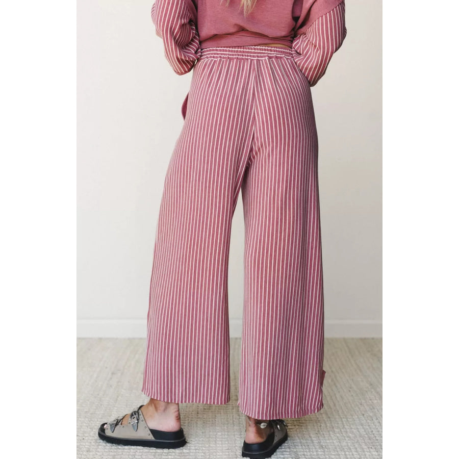 Rae Edge Patchwork Long Sleeve Top and Pocket Casual Pants Set Apparel and Accessories