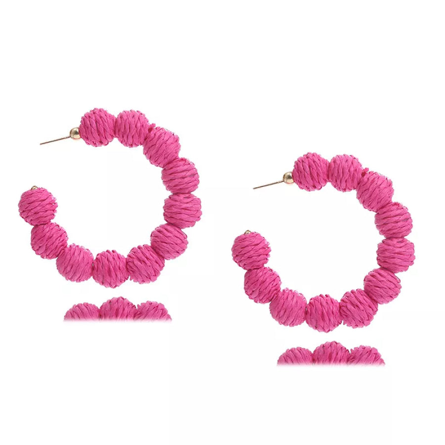 Raffia Grass C-Hoop Earrings Red / One Size Apparel and Accessories
