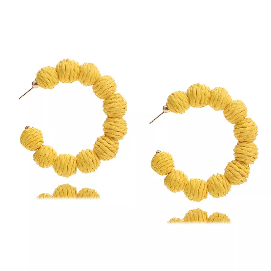 Raffia Grass C-Hoop Earrings Yellow / One Size Apparel and Accessories