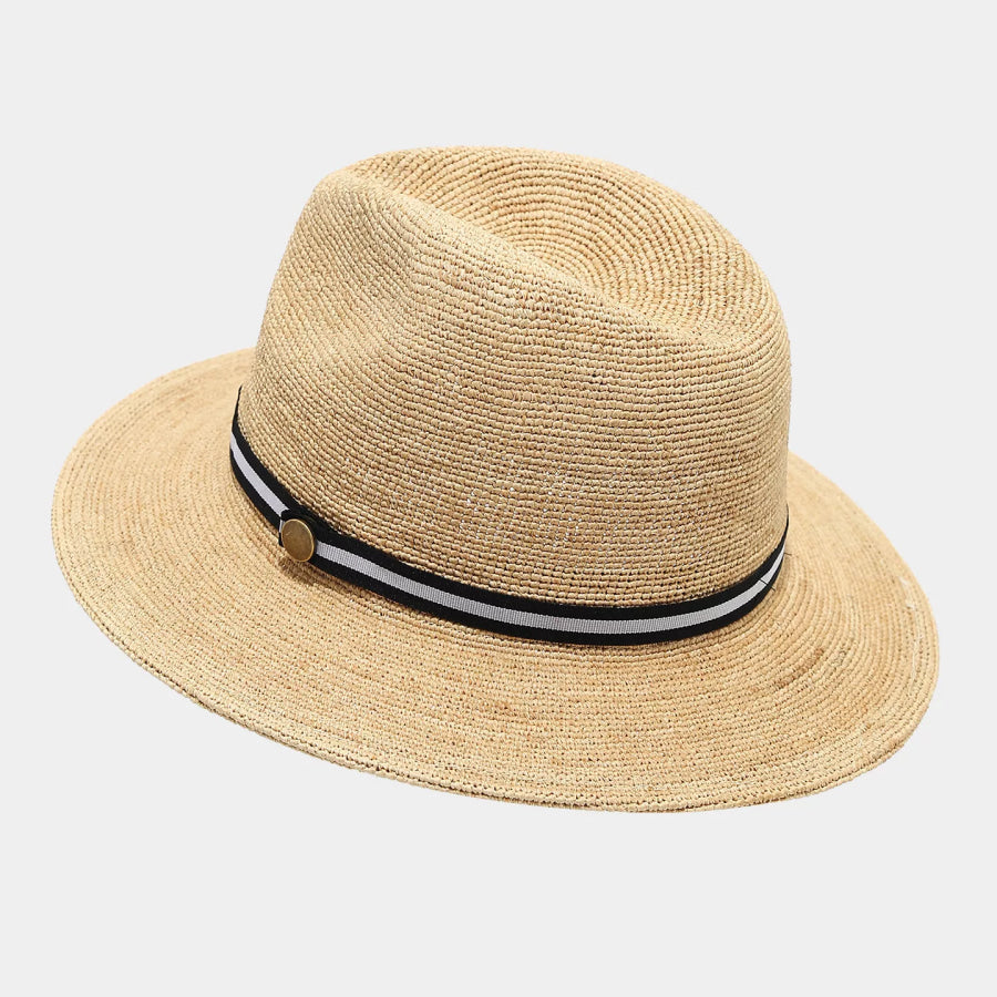 Raffia Grass Woven Hat Black / One Size Apparel and Accessories