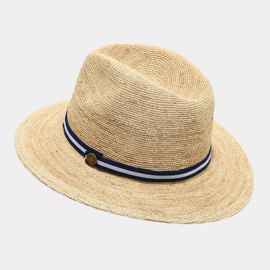 Raffia Grass Woven Hat Dark Navy / One Size Apparel and Accessories