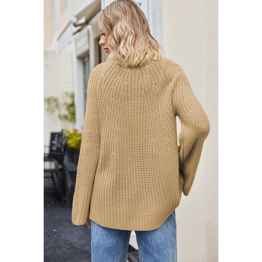 Raglan Sleeve Waffle Knit Sweater