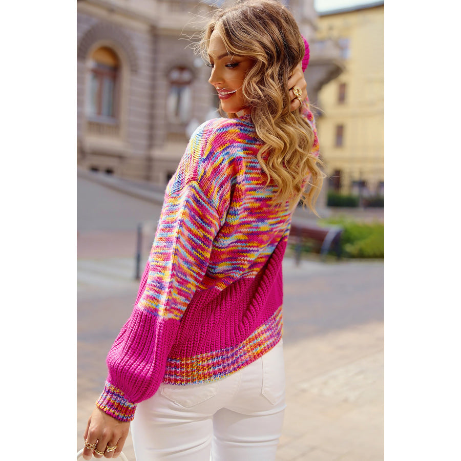 Rainbow Confetti Drop Shoulder Sweater Apparel and Accessories