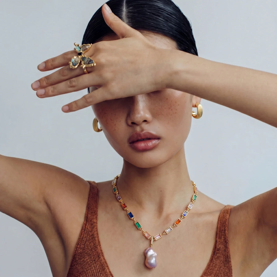 Rainbow Statement Necklace by Sandee Rain Boutique Necklaces