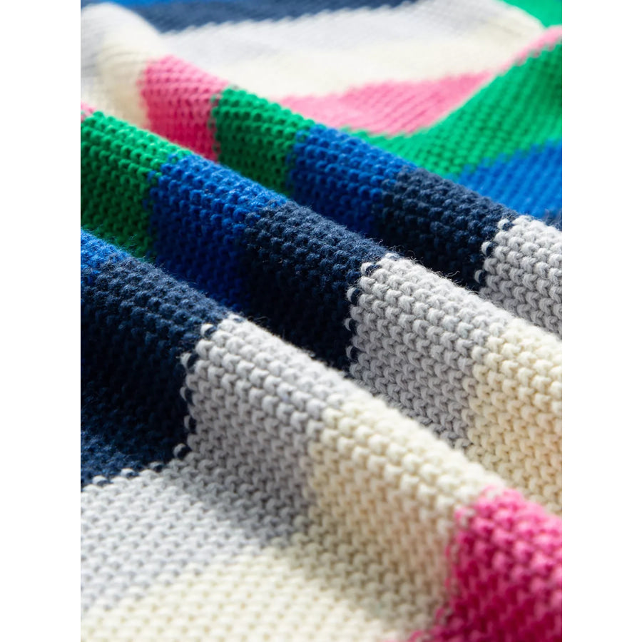 Rainbow Striped Crew Neck Drop Shoulder Sweater Apparel and Accessories