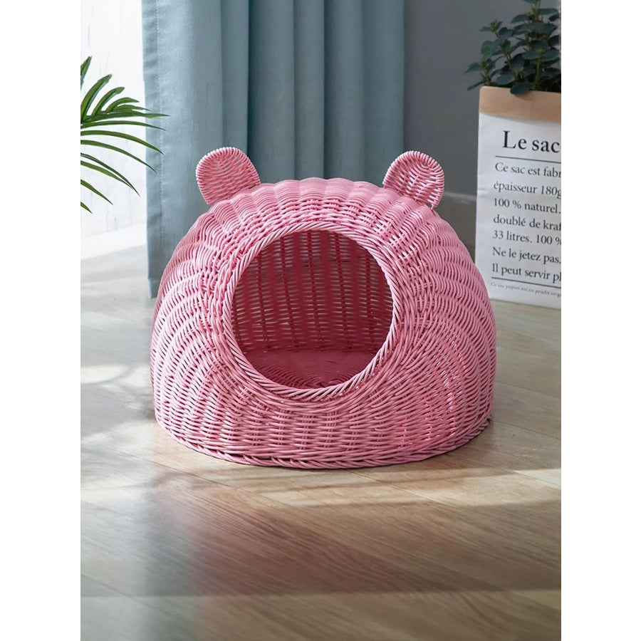 Rattan Washable Breathable Pet Nest Pink / S Apparel and Accessories