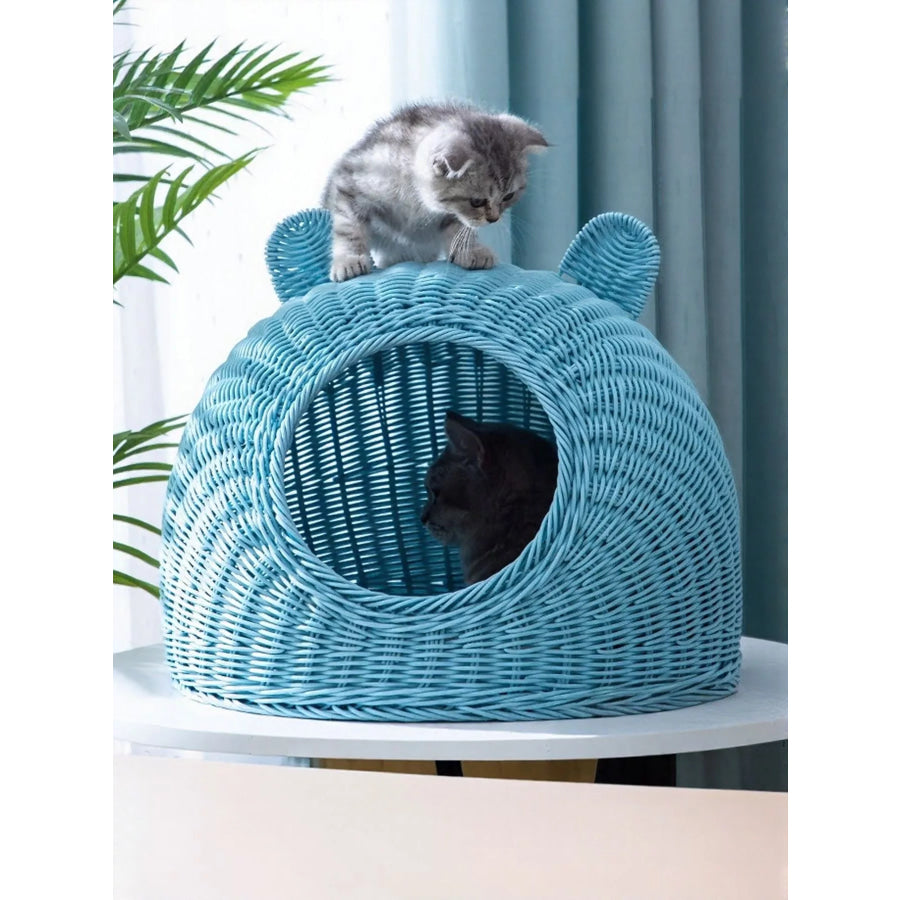 Rattan Washable Breathable Pet Nest Sky Blue / S Apparel and Accessories