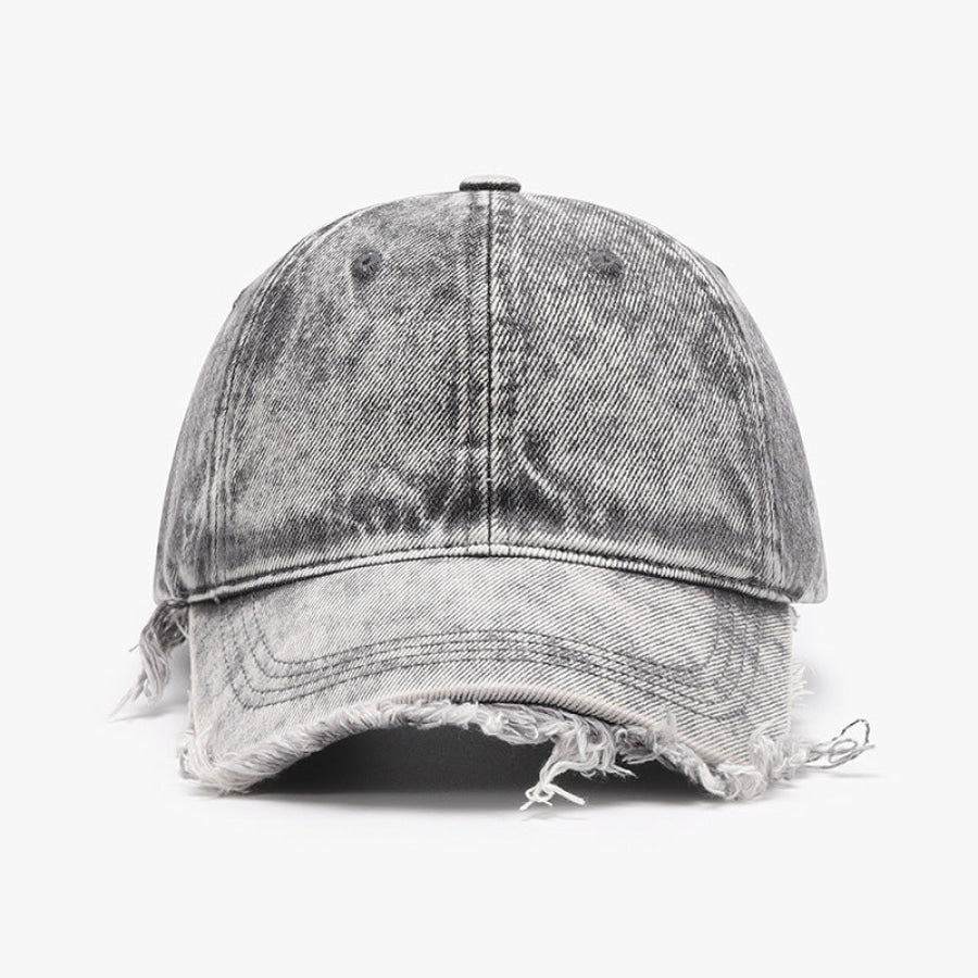 Raw Hem Adjustable Cotton Baseball Cap Gray / One Size Apparel and Accessories