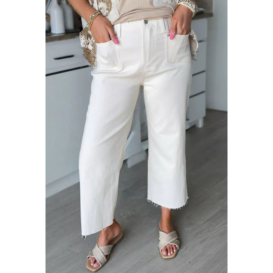 Raw Hem Ankle-length Loose Jeans Apparel and Accessories