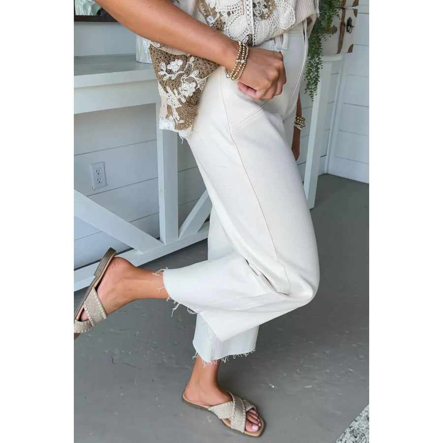 Raw Hem Ankle-length Loose Jeans Apparel and Accessories