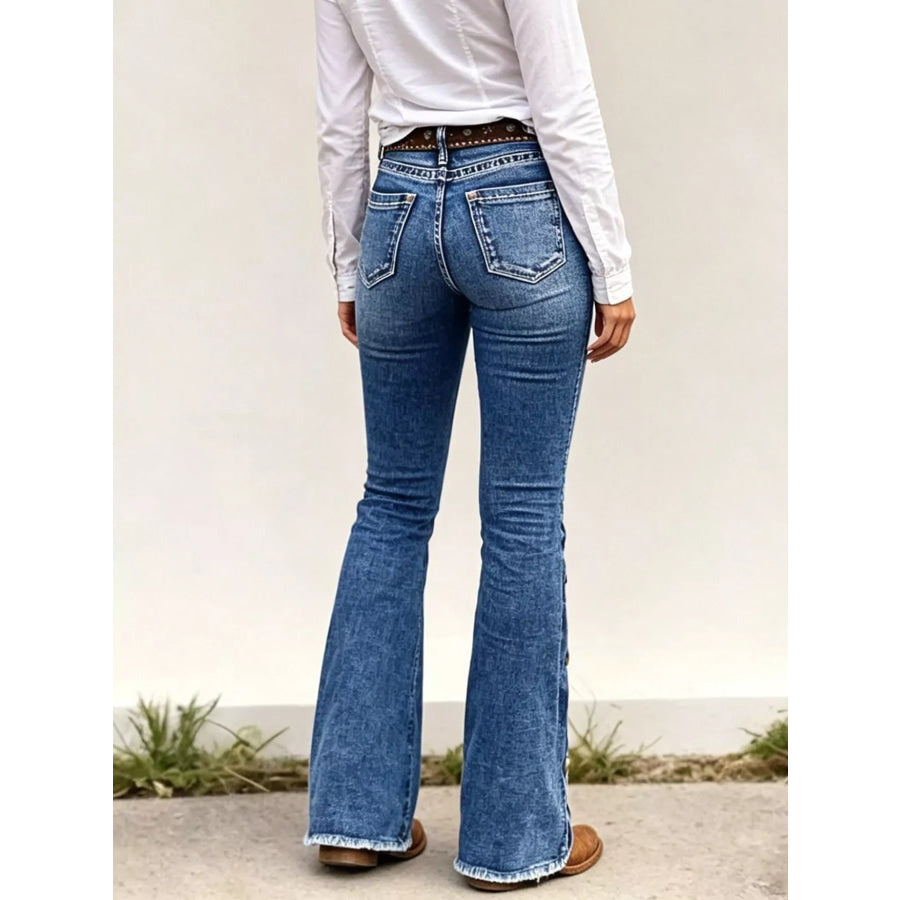 Raw Hem Bootcut Jeans Apparel and Accessories