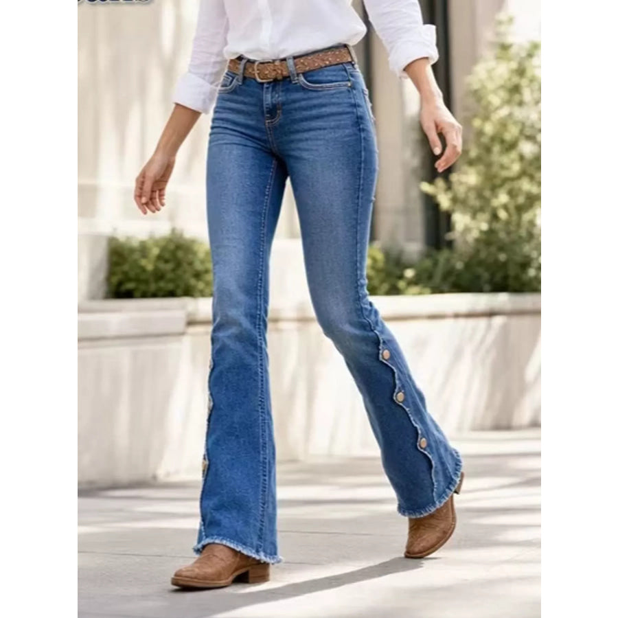 Raw Hem Bootcut Jeans Apparel and Accessories