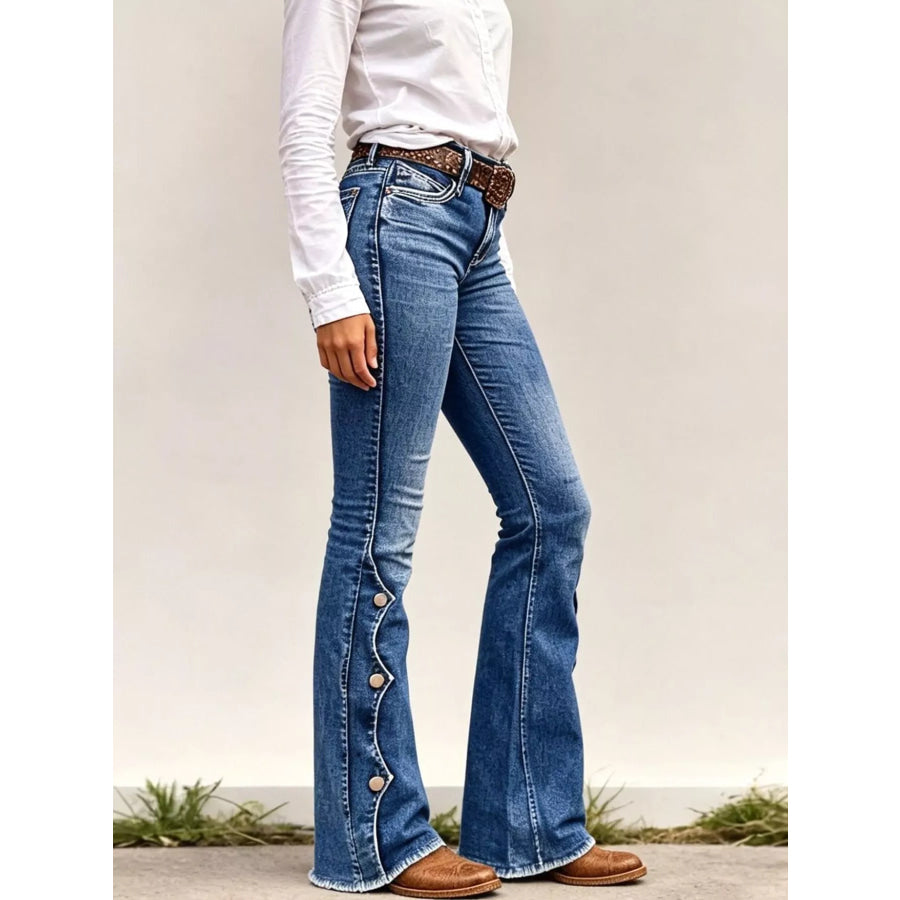 Raw Hem Bootcut Jeans Apparel and Accessories