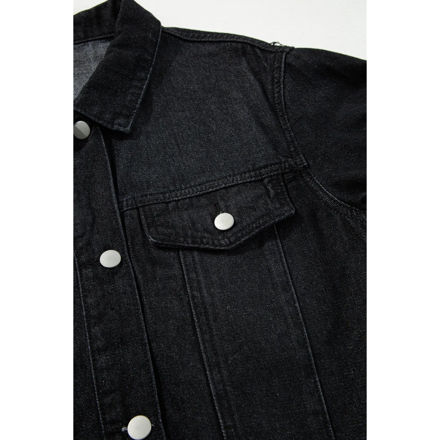 Raw Hem Button Up Denim Top Apparel and Accessories