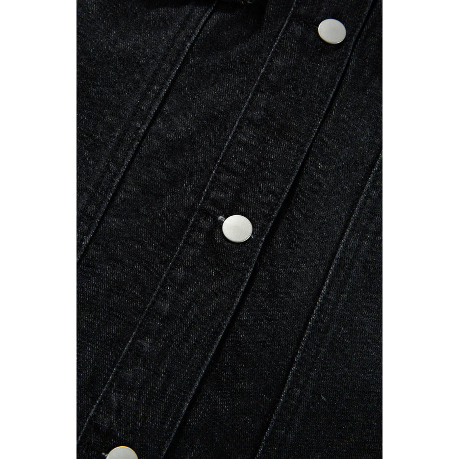 Raw Hem Button Up Denim Top Apparel and Accessories