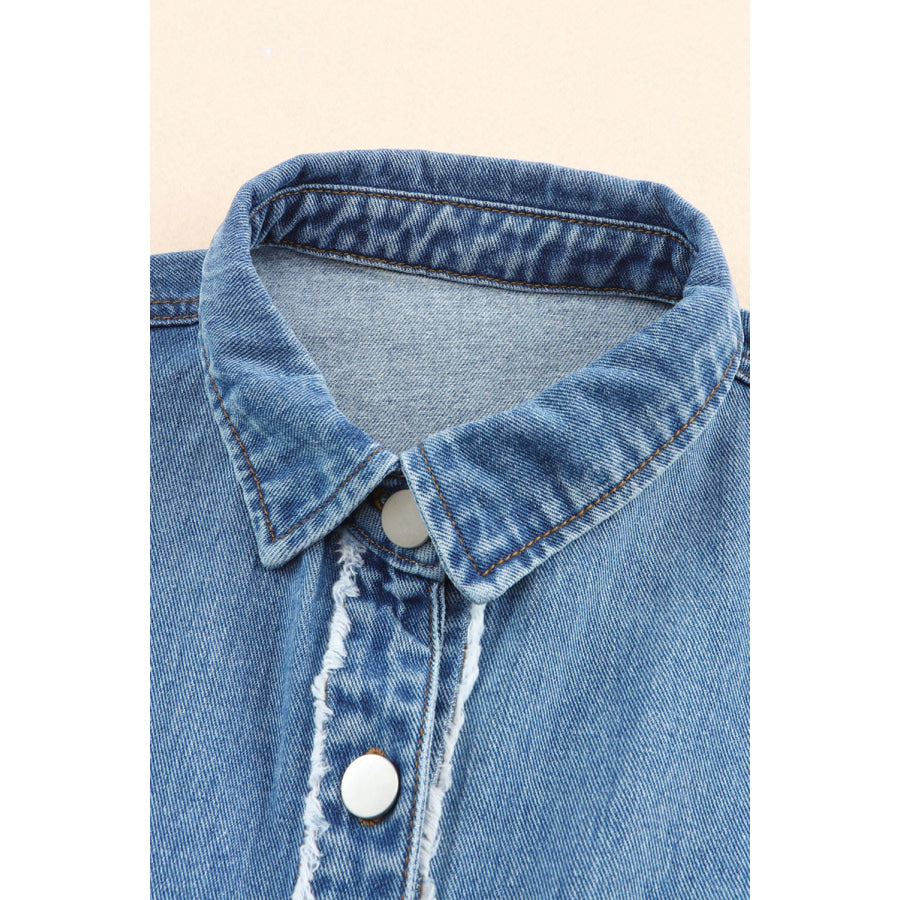 Raw Hem Color Block Denim Jacket Apparel and Accessories