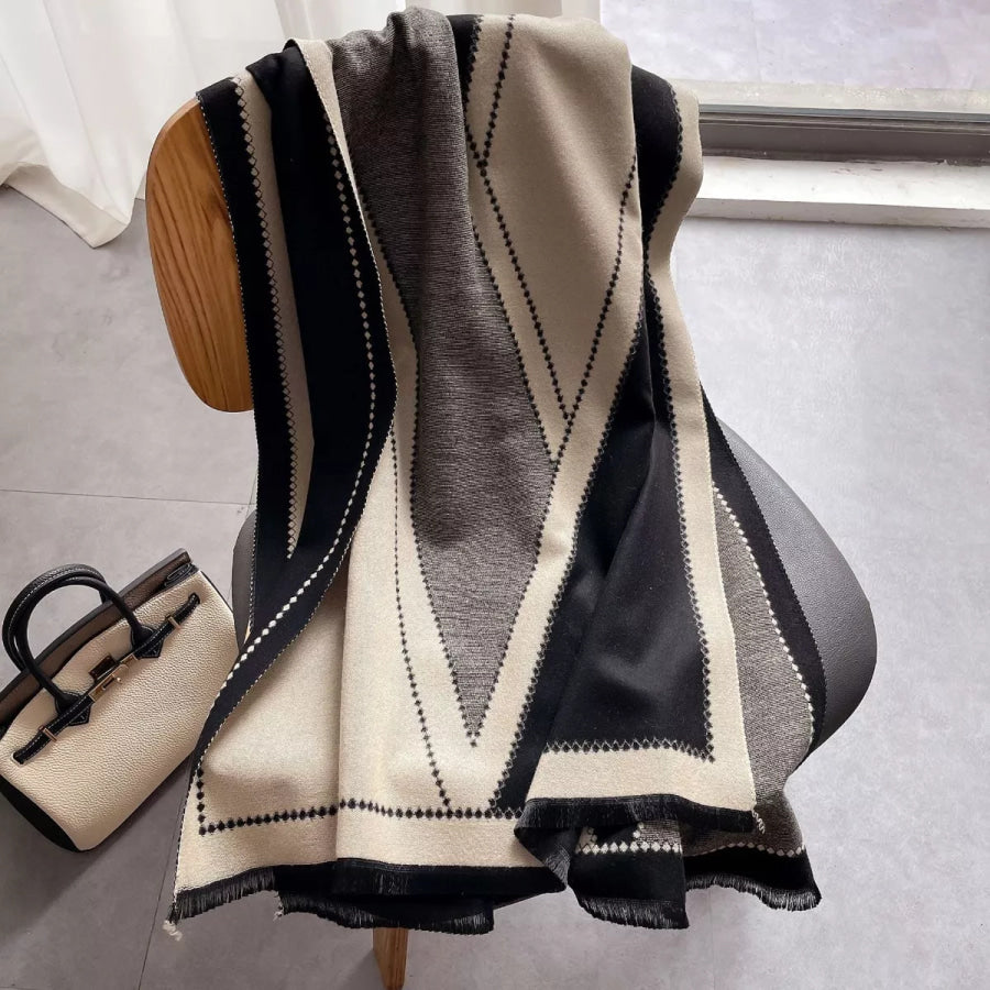 Raw Hem Contrast Scarf Dusty Pink / One Size Apparel and Accessories