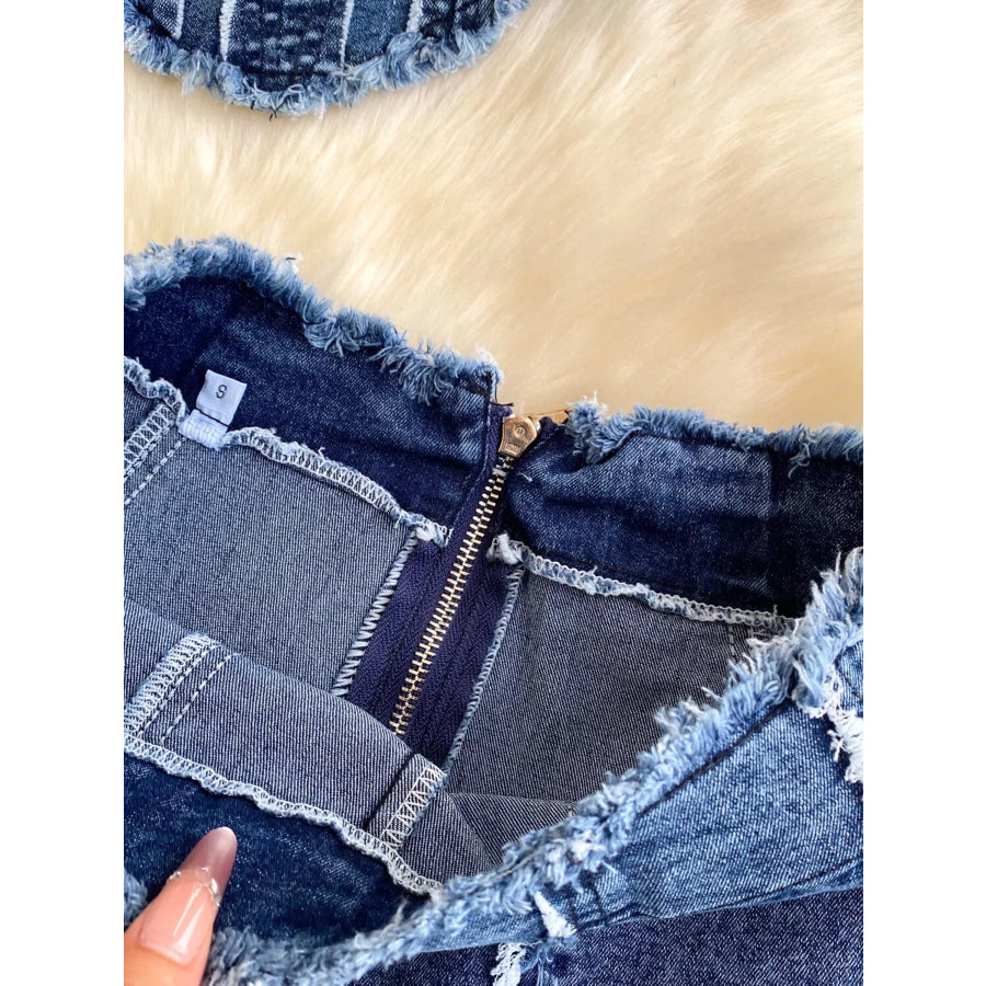 Raw Hem Denim Cami and Flare Jeans Set Apparel and Accessories