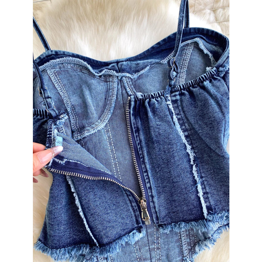 Raw Hem Denim Cami and Flare Jeans Set Apparel and Accessories