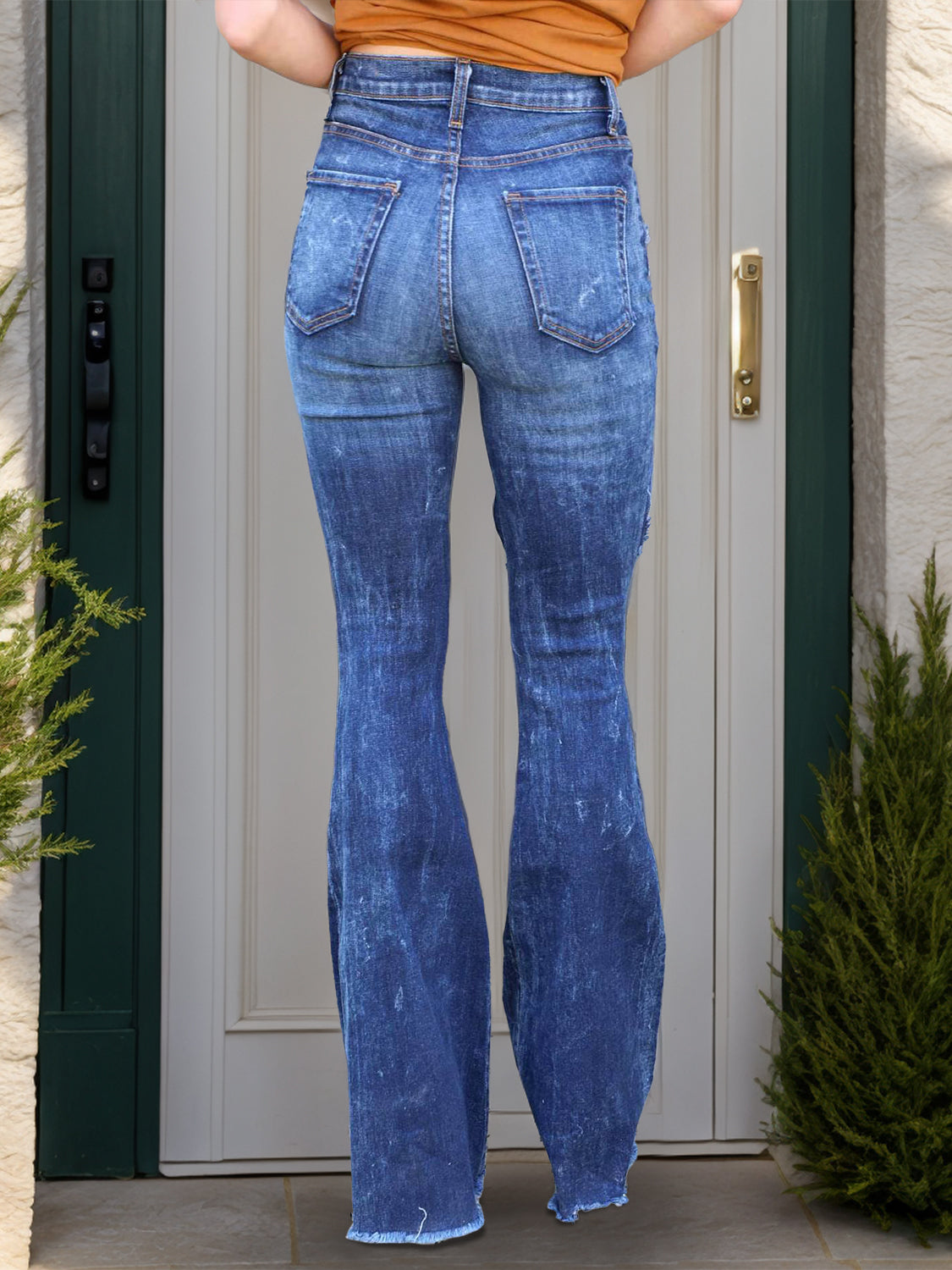 Raw Hem Distressed Bootcut Jeans Medium / S Apparel and Accessories