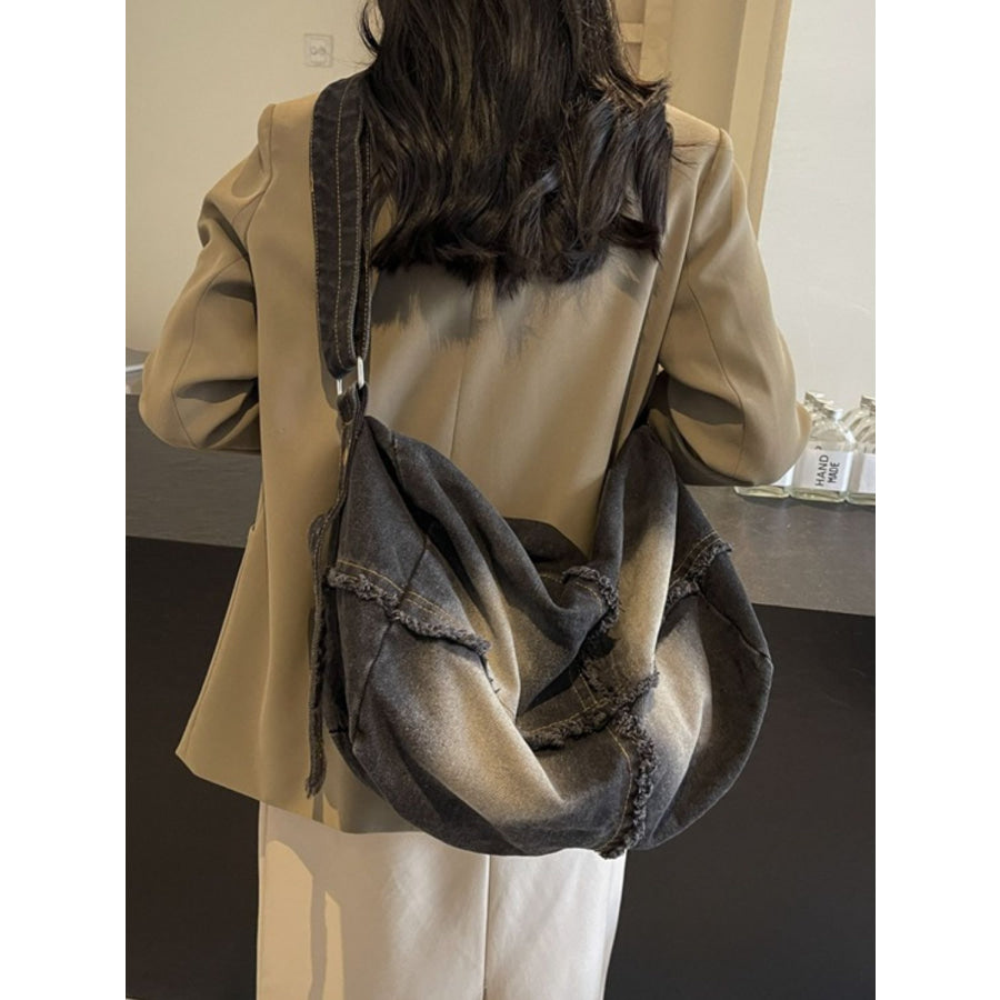 Raw Hem Gradient Crossbody Bag Apparel and Accessories