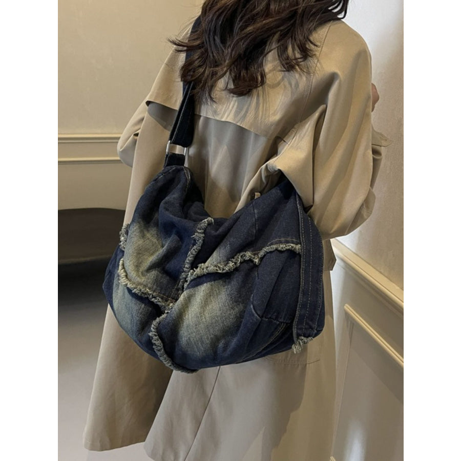 Raw Hem Gradient Crossbody Bag Apparel and Accessories