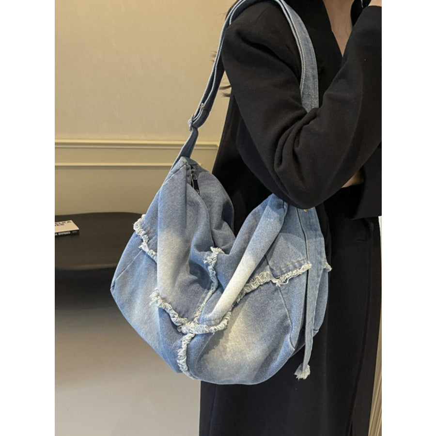 Raw Hem Gradient Crossbody Bag Apparel and Accessories