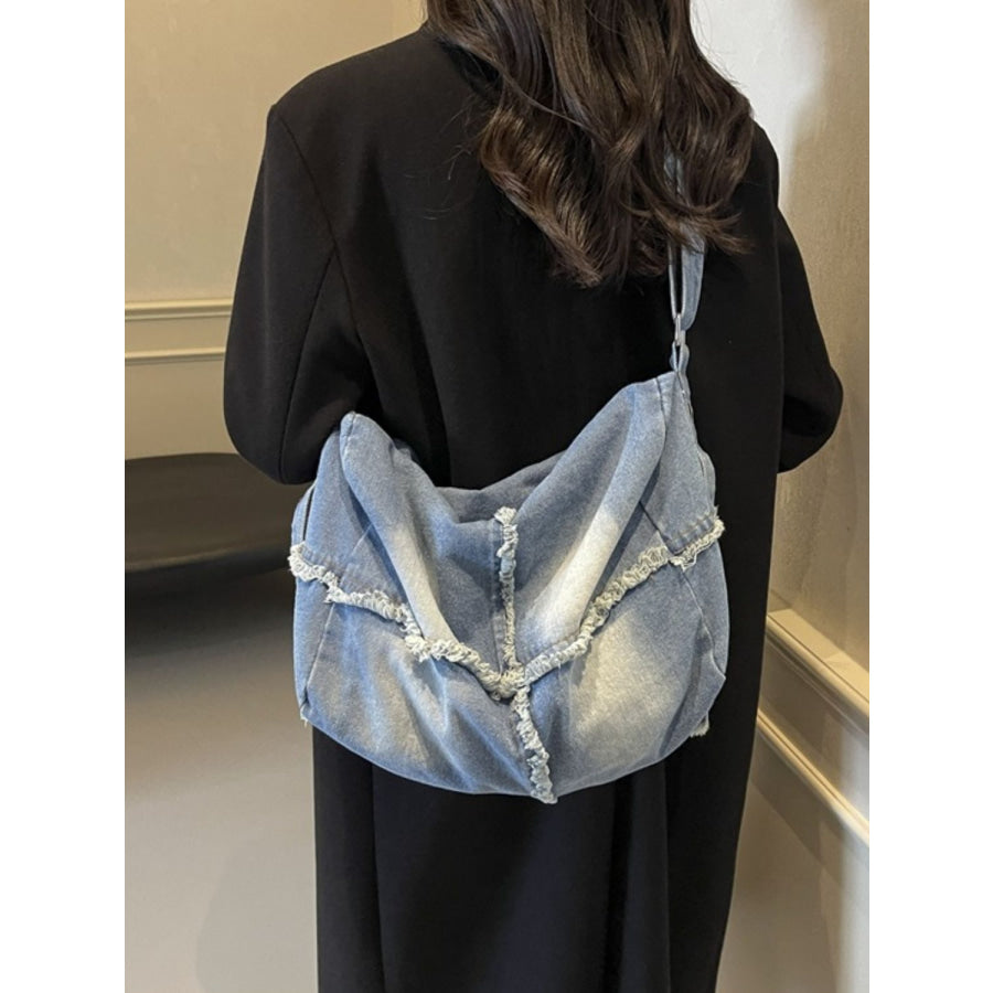 Raw Hem Gradient Crossbody Bag Apparel and Accessories