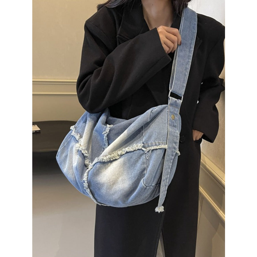 Raw Hem Gradient Crossbody Bag Apparel and Accessories