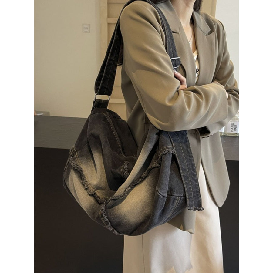 Raw Hem Gradient Crossbody Bag Apparel and Accessories