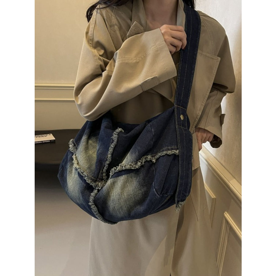 Raw Hem Gradient Crossbody Bag Apparel and Accessories