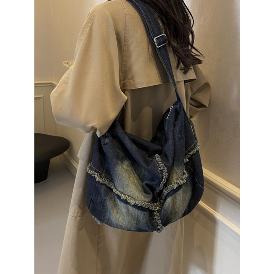 Raw Hem Gradient Crossbody Bag Apparel and Accessories