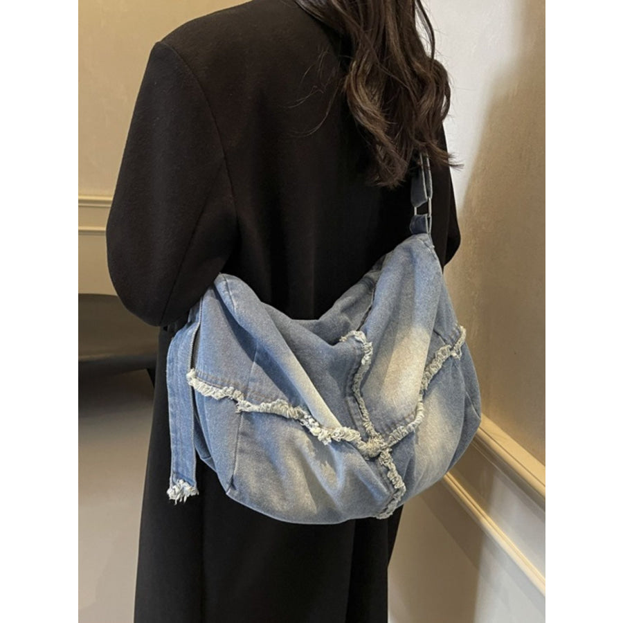 Raw Hem Gradient Crossbody Bag Apparel and Accessories