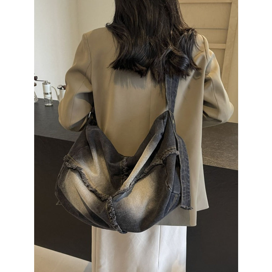 Raw Hem Gradient Crossbody Bag Apparel and Accessories