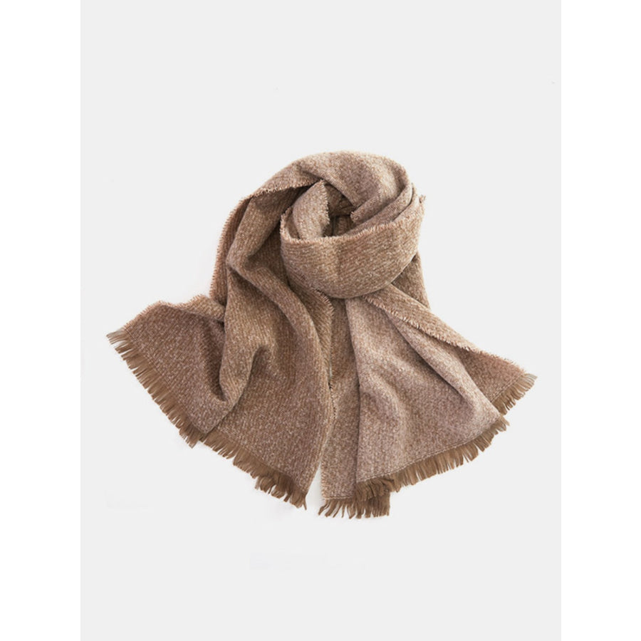 Raw Hem Heathered Polyester Scarf Apparel and Accessories