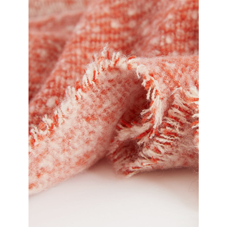 Raw Hem Heathered Polyester Scarf Apparel and Accessories