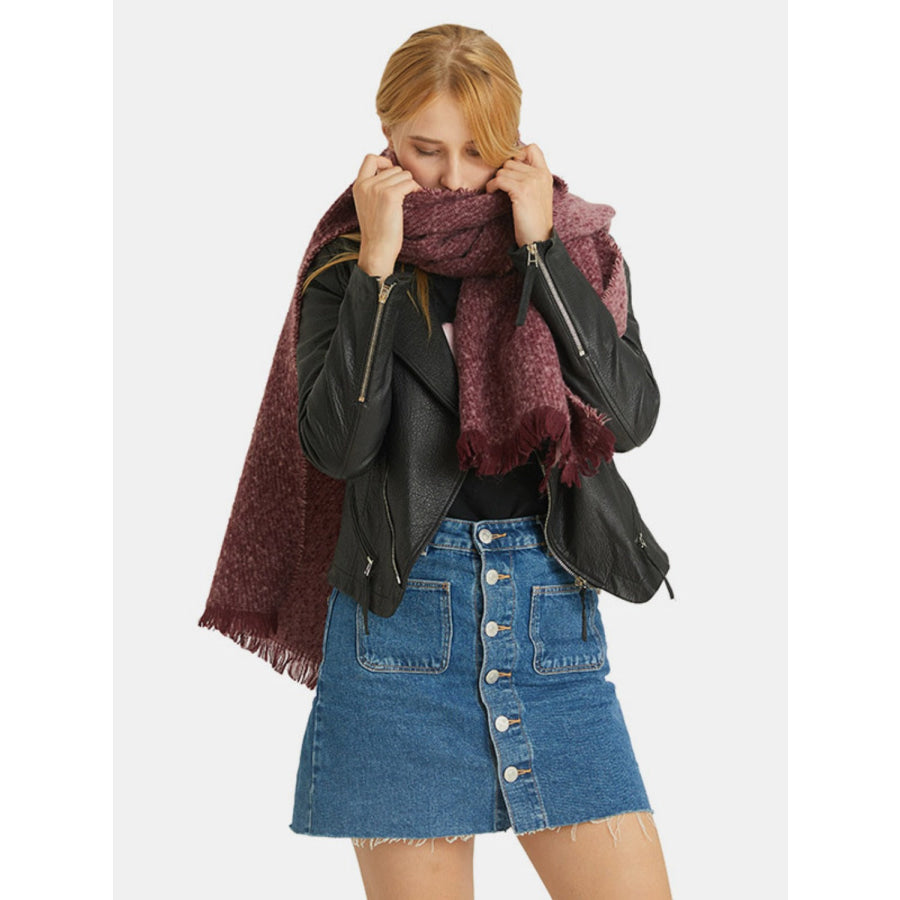 Raw Hem Heathered Polyester Scarf Apparel and Accessories