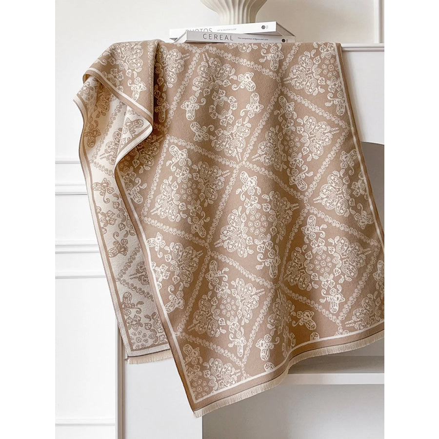 Raw Hem Knitted Scarf Khaki / One Size Apparel and Accessories